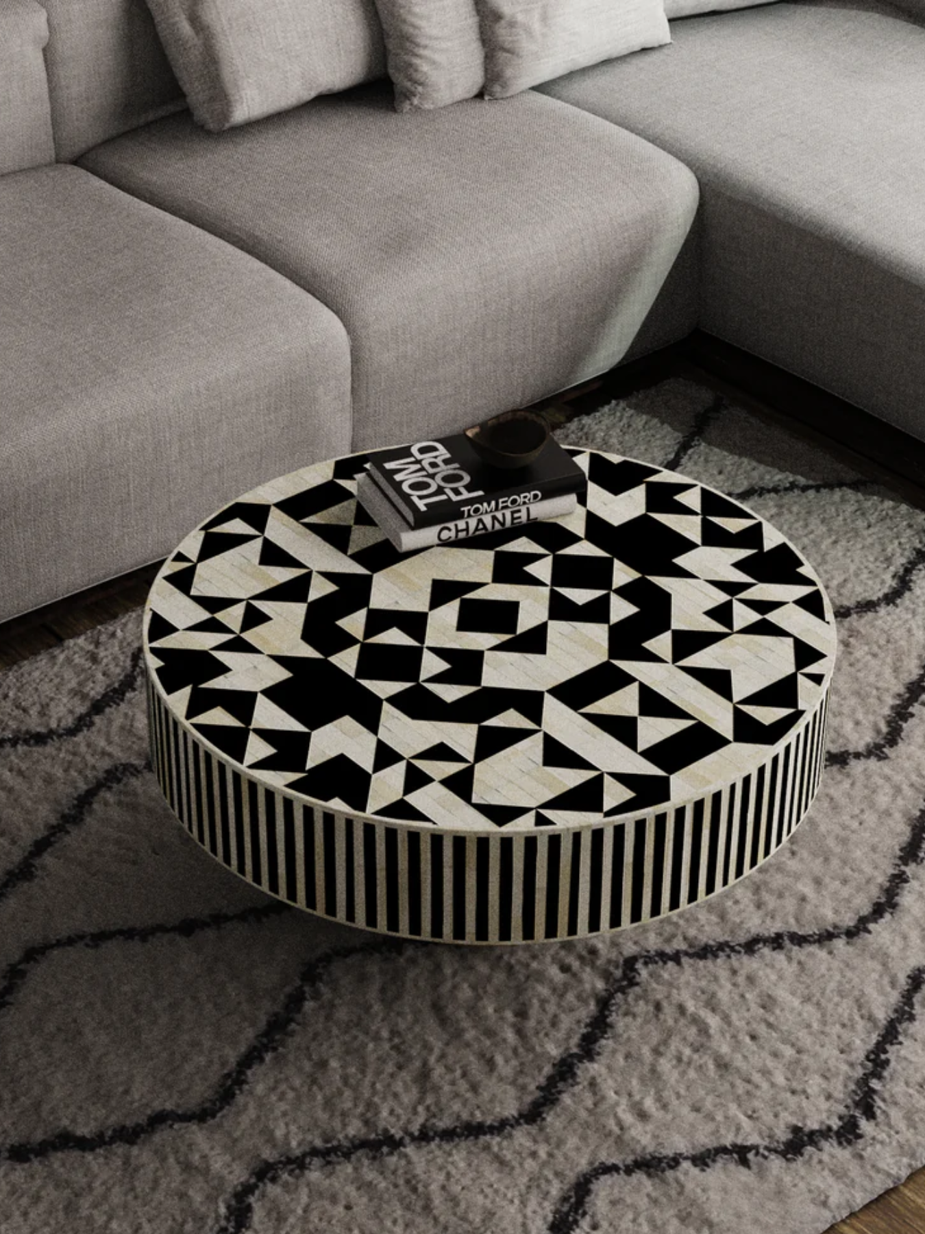 Inlay Round Coffee Table - Kingsley