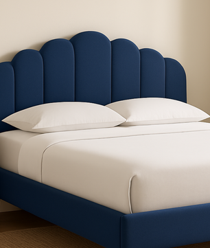 Harvey Scalloped Upholstered Wingback Bed