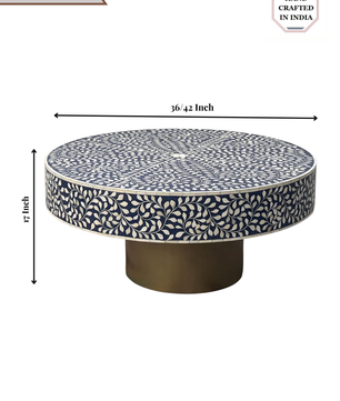 Inlay Blue Round Coffee Table - Cleo