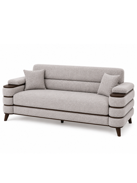 Crestivo Modern Suede 3-Seater Sofa with Wooden Accent Arms