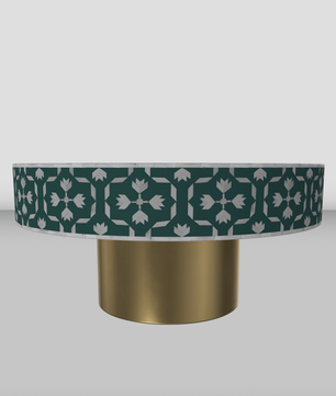 Inlay Round Coffee Table- Floral