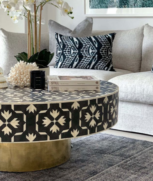 Inlay Round Coffee Table- Floral