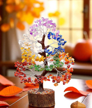 300 Beads 7 Chakra Crystal Tree with Natural Healing Gemstones