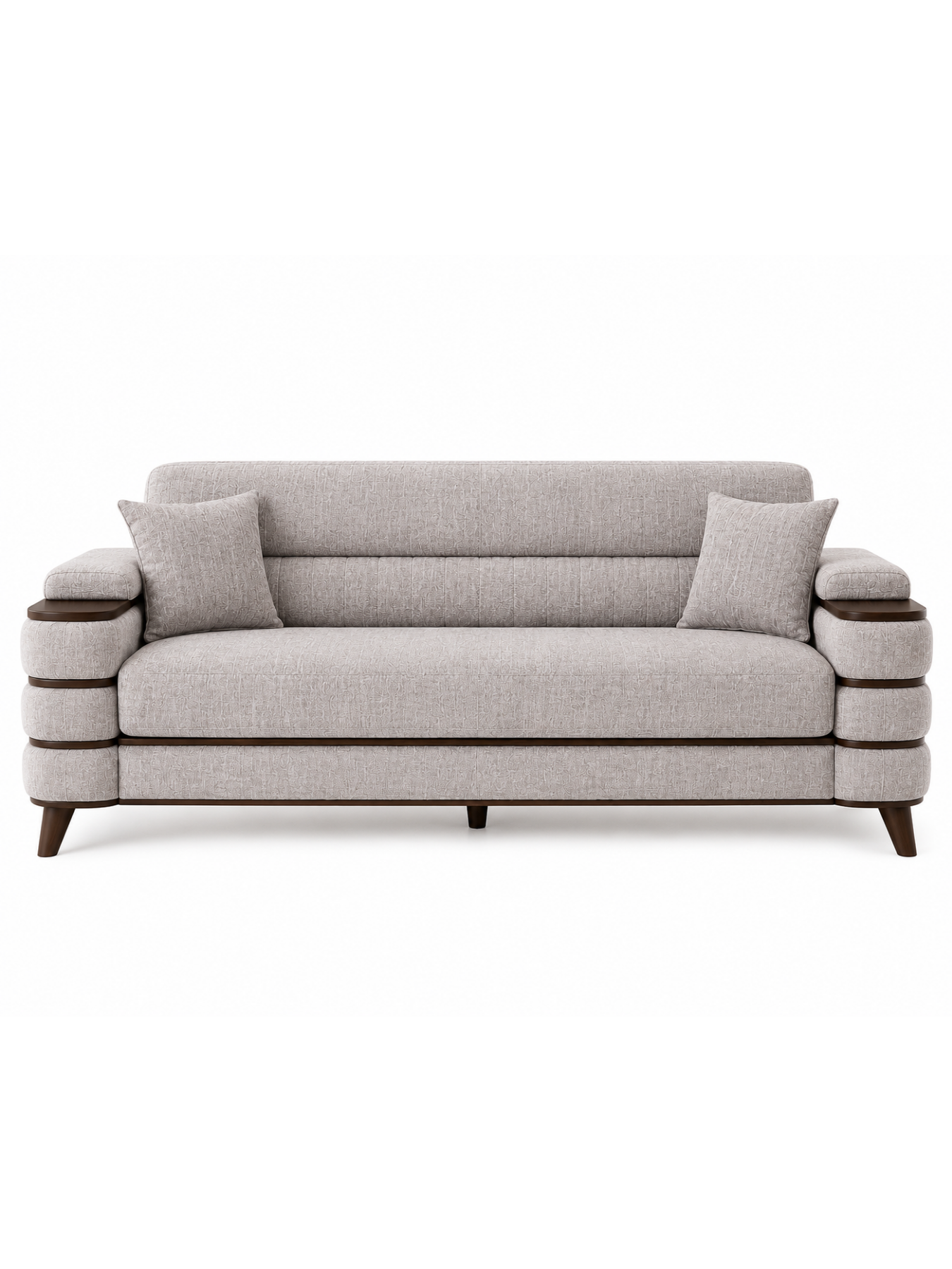 Crestivo Modern Suede 3-Seater Sofa with Wooden Accent Arms