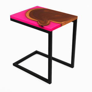 Teak Wood Epoxy End Table – Red Resin Finish