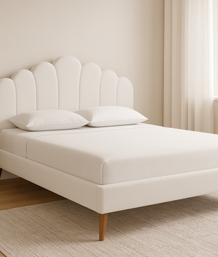 Harvey Scalloped Upholstered Wingback Bed