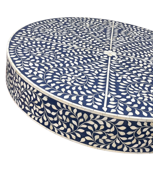 Inlay Blue Round Coffee Table - Cleo