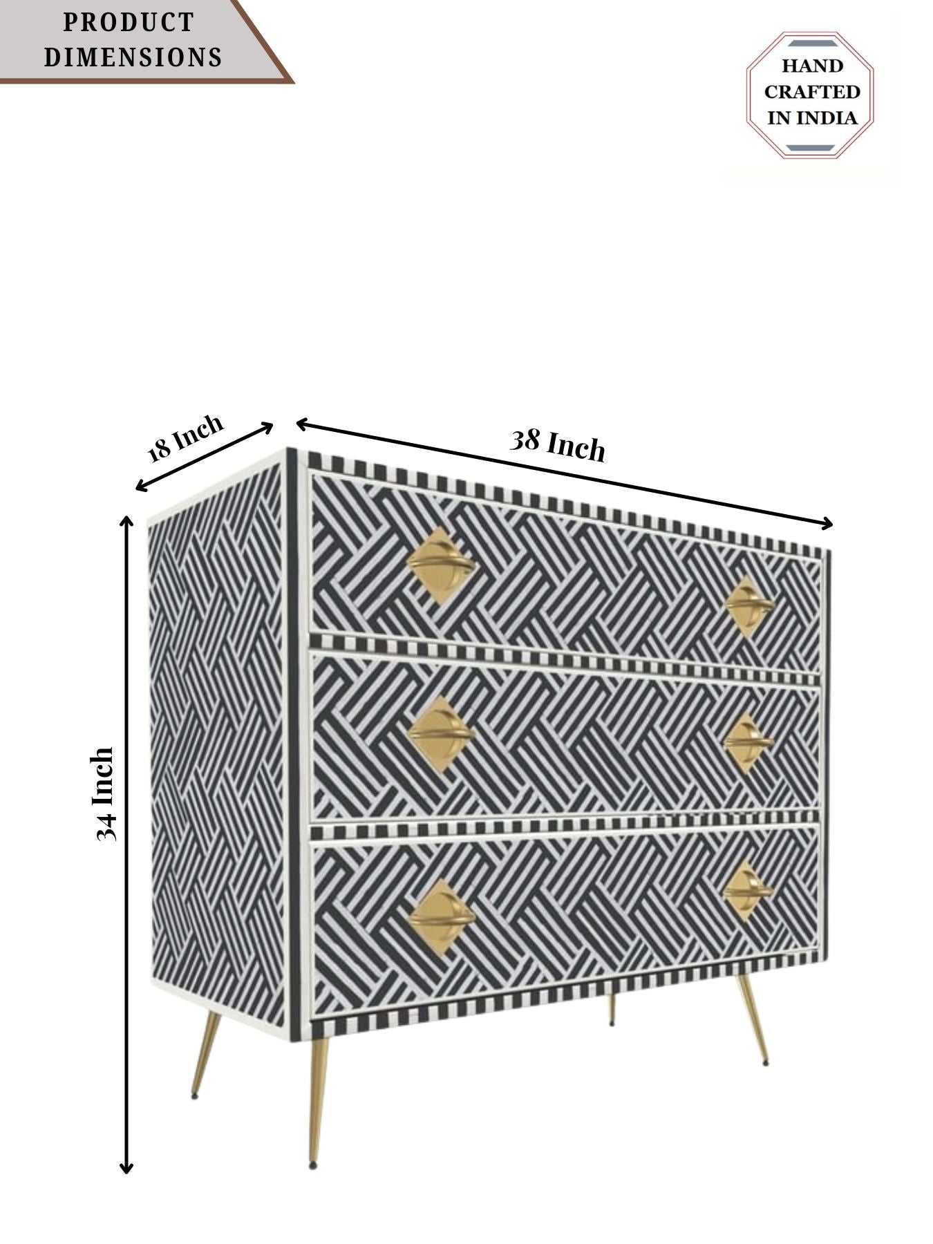 Inlay Chest of Drawers - Chevron