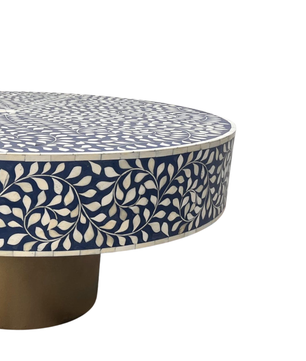 Inlay Blue Round Coffee Table - Cleo