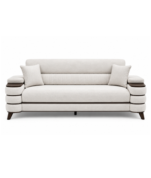 Crestivo Modern Suede 3-Seater Sofa with Wooden Accent Arms