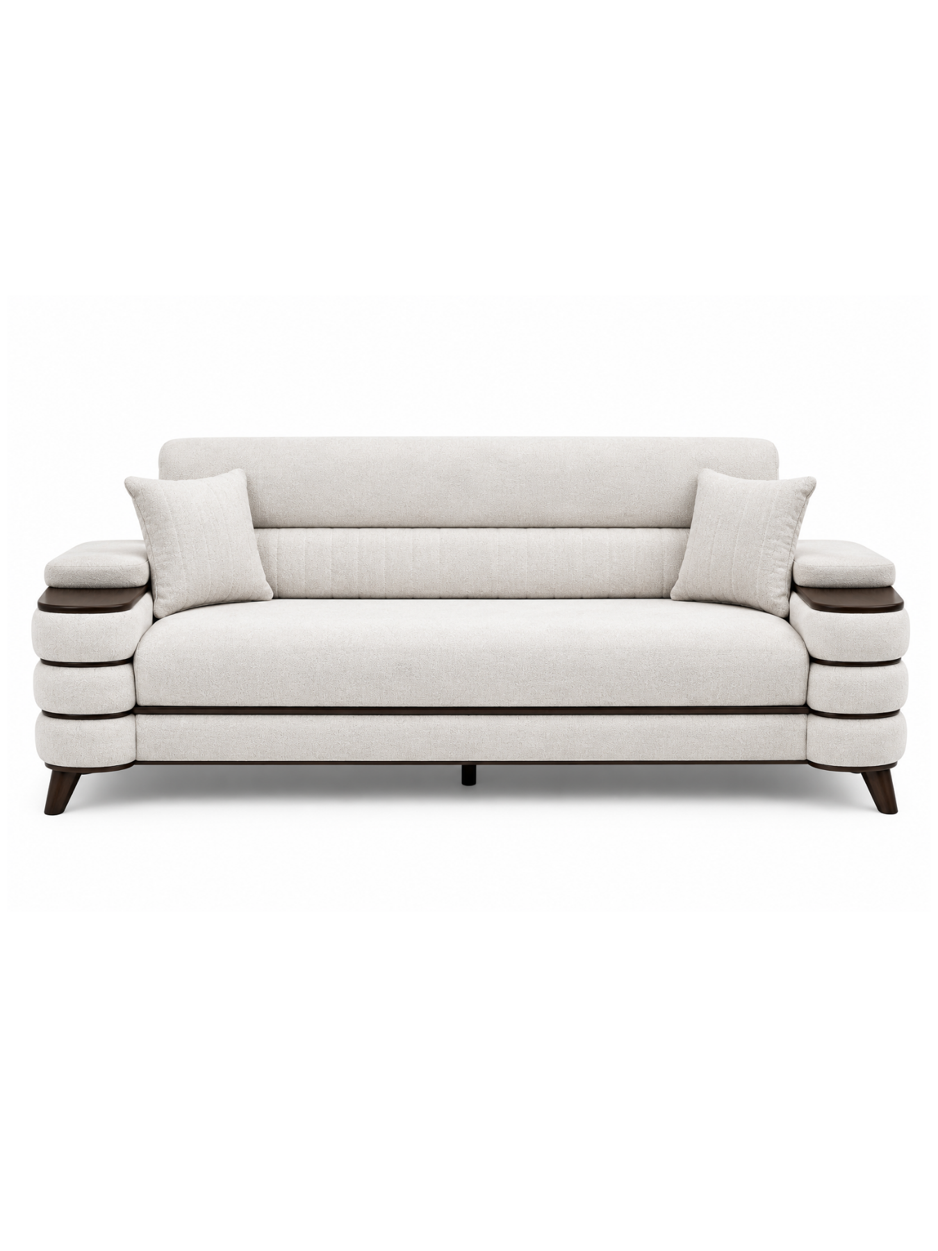 Crestivo Modern Suede 3-Seater Sofa with Wooden Accent Arms