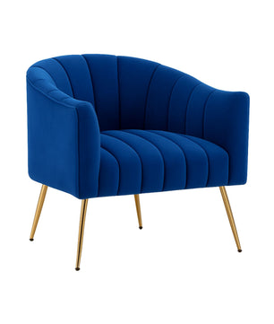 Modern Velvet Barrel Chair with Gold Metal Legs