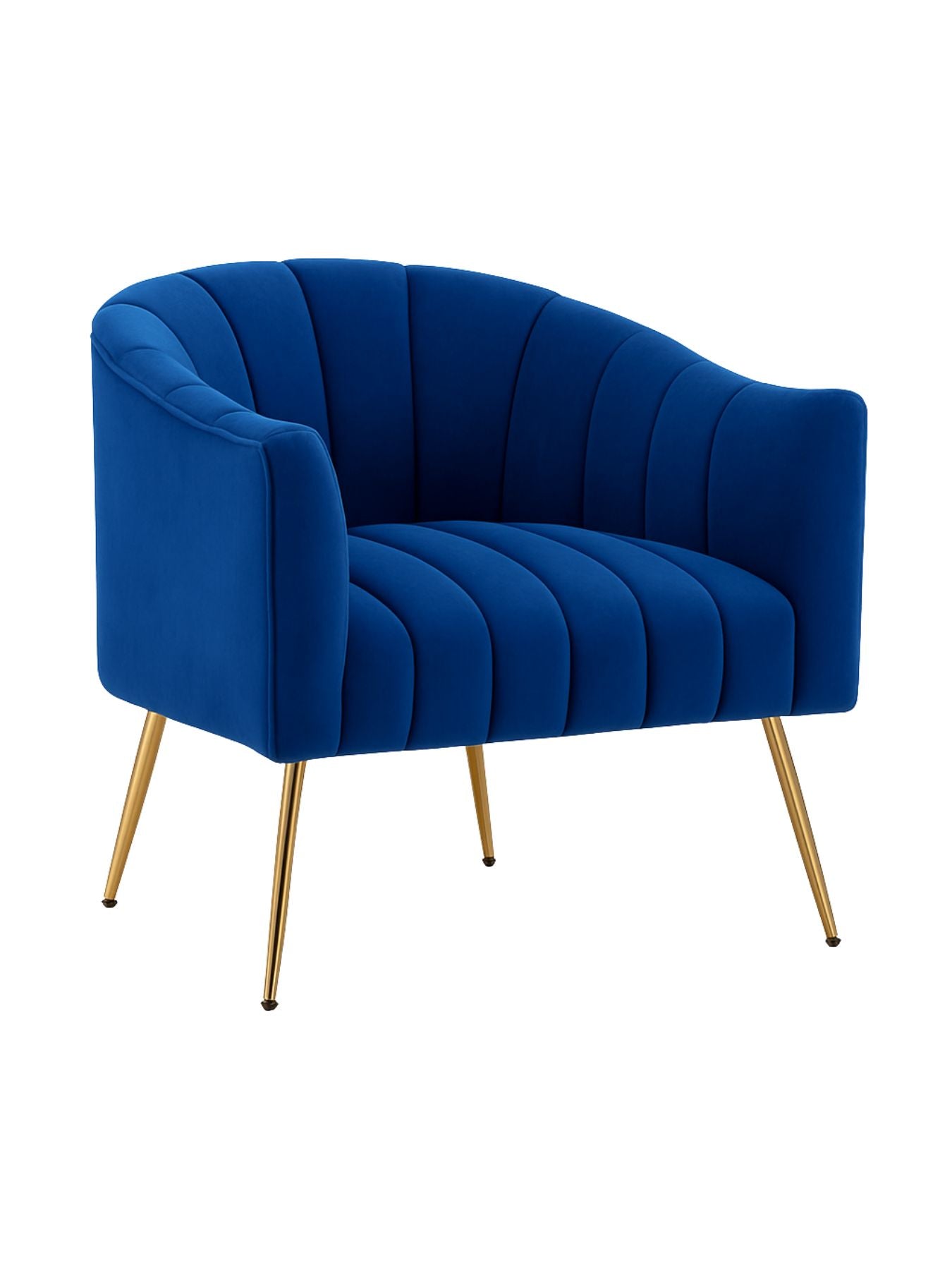 Modern Velvet Barrel Chair with Gold Metal Legs