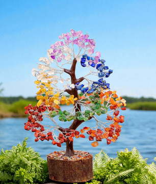 300 Beads 7 Chakra Crystal Tree with Natural Healing Gemstones