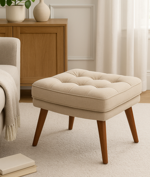 Living Room Stool with Soft Fabric, Comfortable Cushion, and Ottoman Footrest