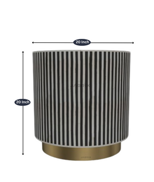 Inlay Drum Side Table with Base - Waterfall