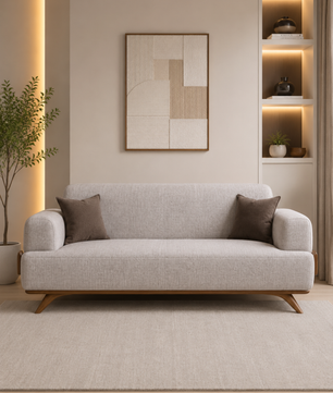 Rivano Modern Suede Fabric 3 Seater Sofa with Solid Wood Base