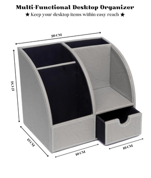Leather Desk Organizer with Drawer – 4-Compartment