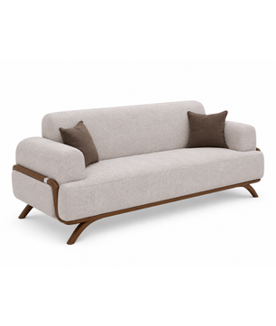 Rivano Modern Suede Fabric 3 Seater Sofa with Solid Wood Base