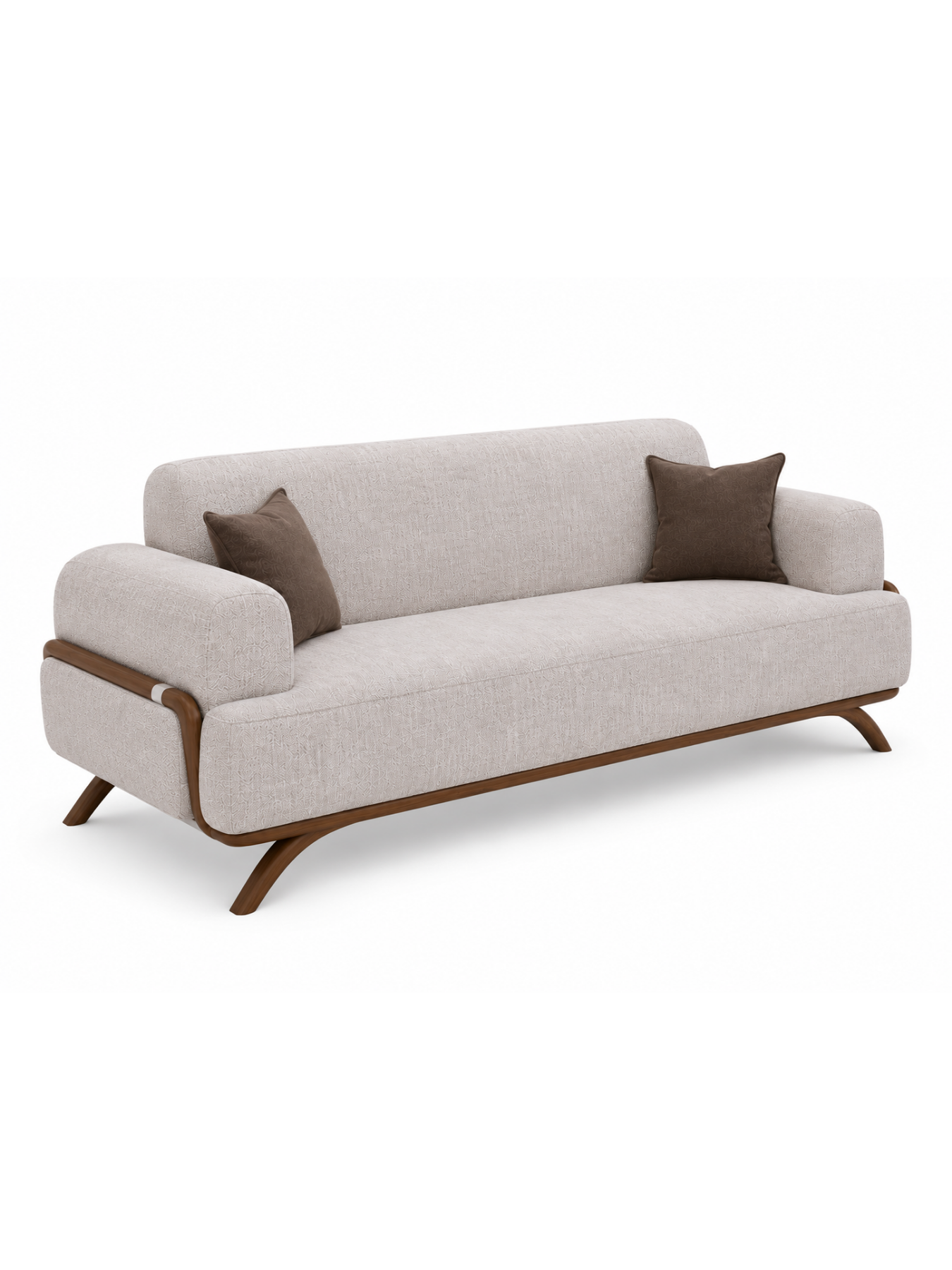 Rivano Modern Suede Fabric 3 Seater Sofa with Solid Wood Base