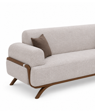Rivano Modern Suede Fabric 3 Seater Sofa with Solid Wood Base