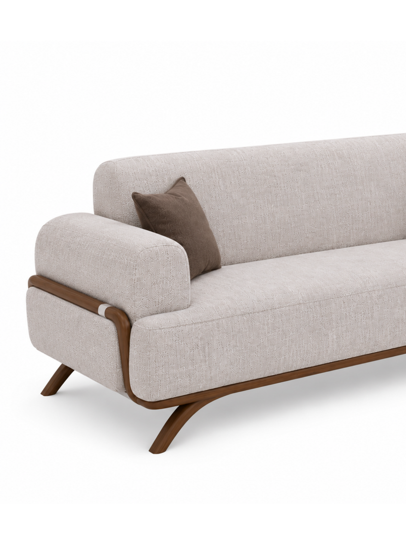 Rivano Modern Suede Fabric 3 Seater Sofa with Solid Wood Base