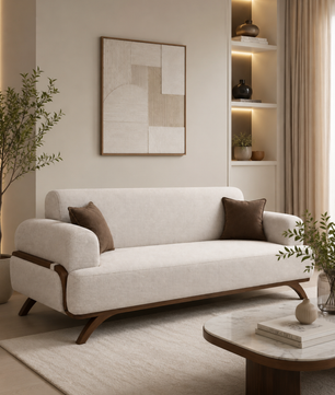 Rivano Modern Suede Fabric 3 Seater Sofa with Solid Wood Base
