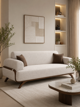 Rivano Modern Suede Fabric 3 Seater Sofa with Solid Wood Base