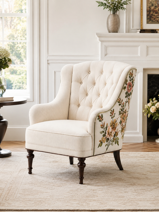 Floréa Ivory Wing Accent Chair