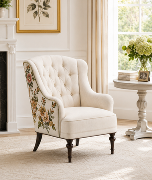 Floréa Ivory Wing Accent Chair