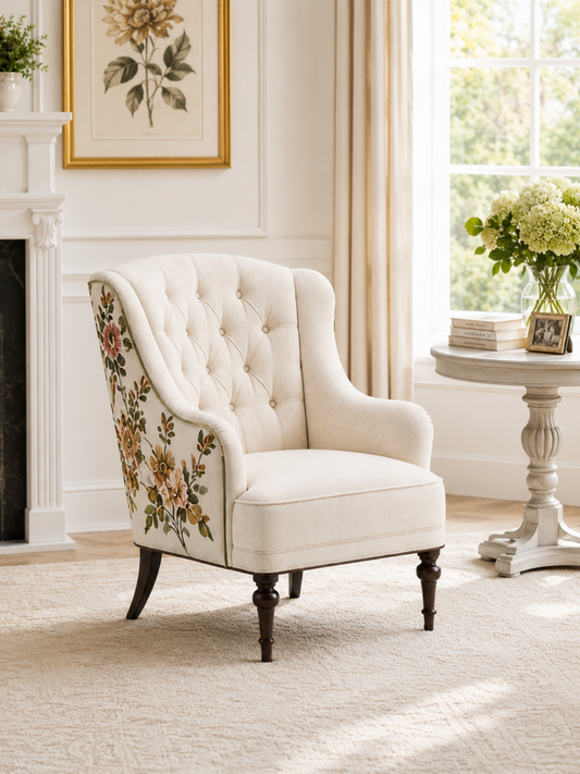 Floréa Ivory Wing Accent Chair