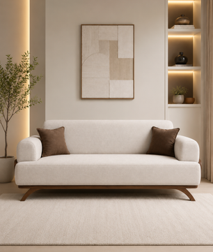 Rivano Modern Suede Fabric 3 Seater Sofa with Solid Wood Base