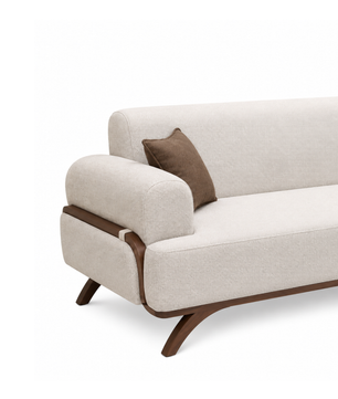 Rivano Modern Suede Fabric 3 Seater Sofa with Solid Wood Base