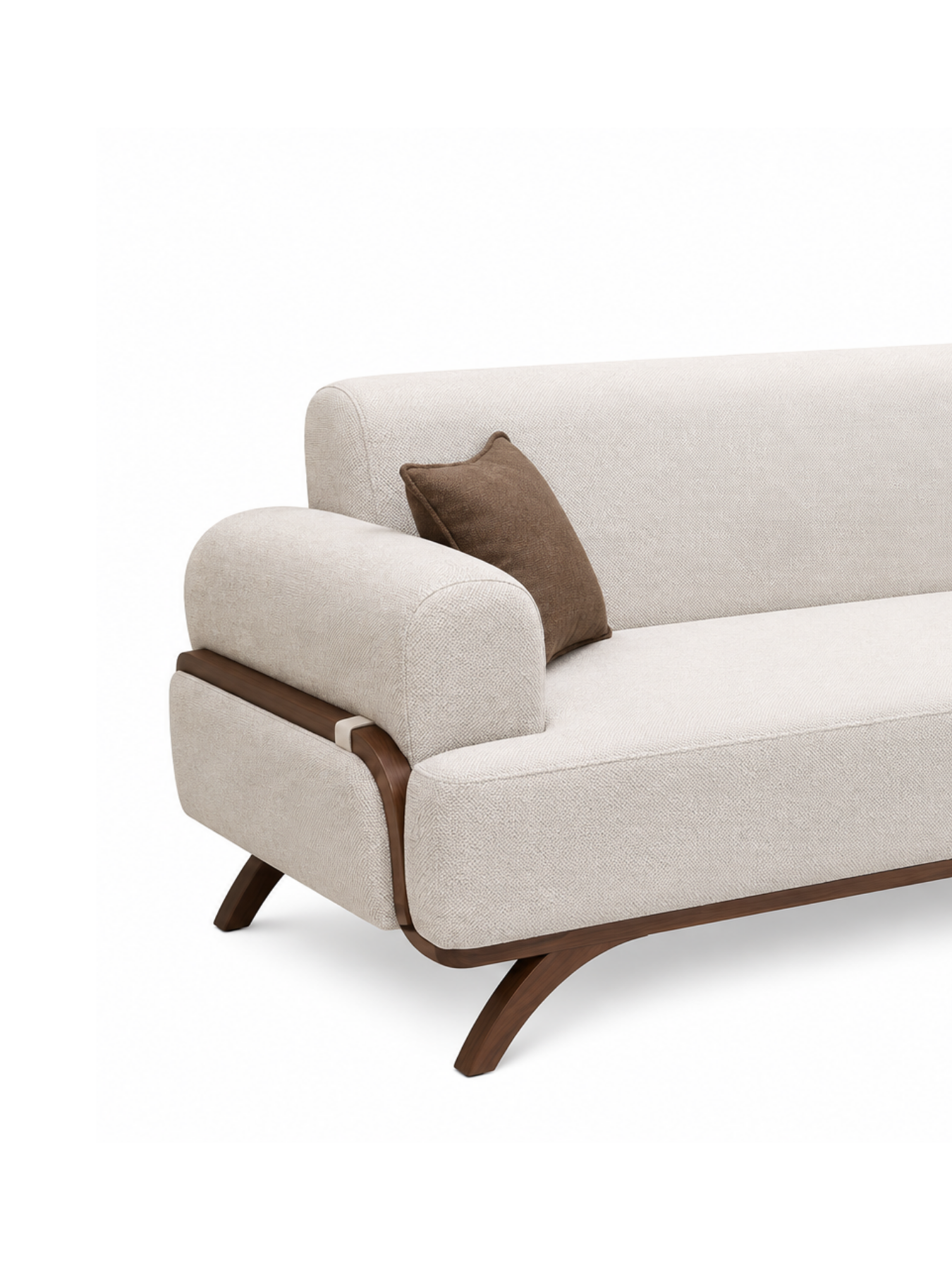 Rivano Modern Suede Fabric 3 Seater Sofa with Solid Wood Base
