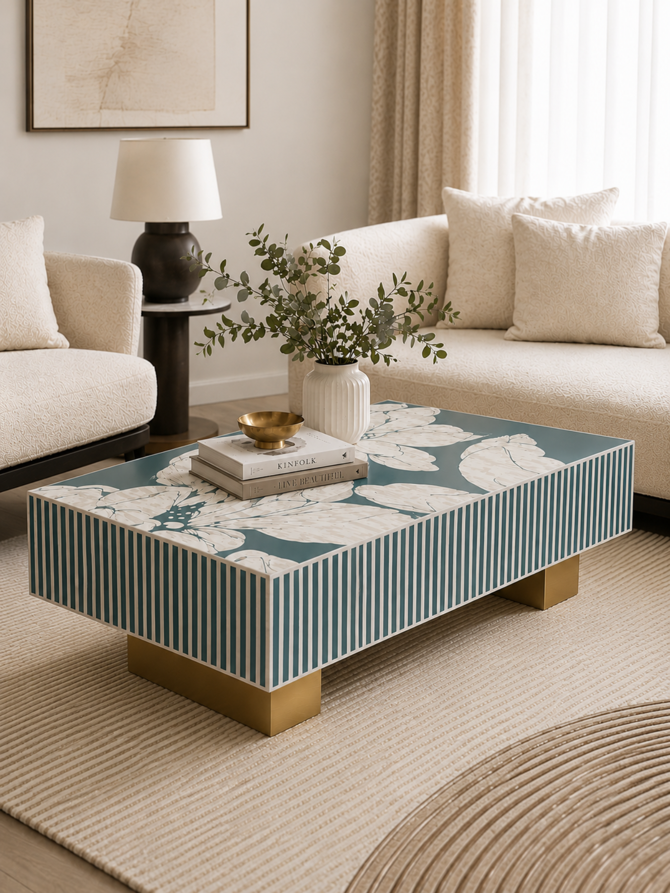Inlay Luxom Hibiscus Rectangular Coffee Table