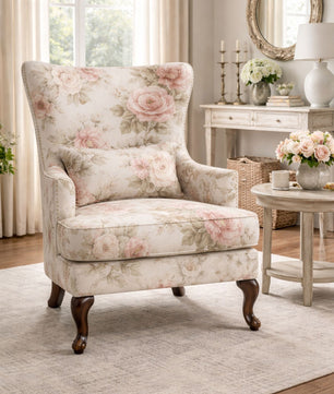 Zenlyx Premium Floral Wingback Accent Chair