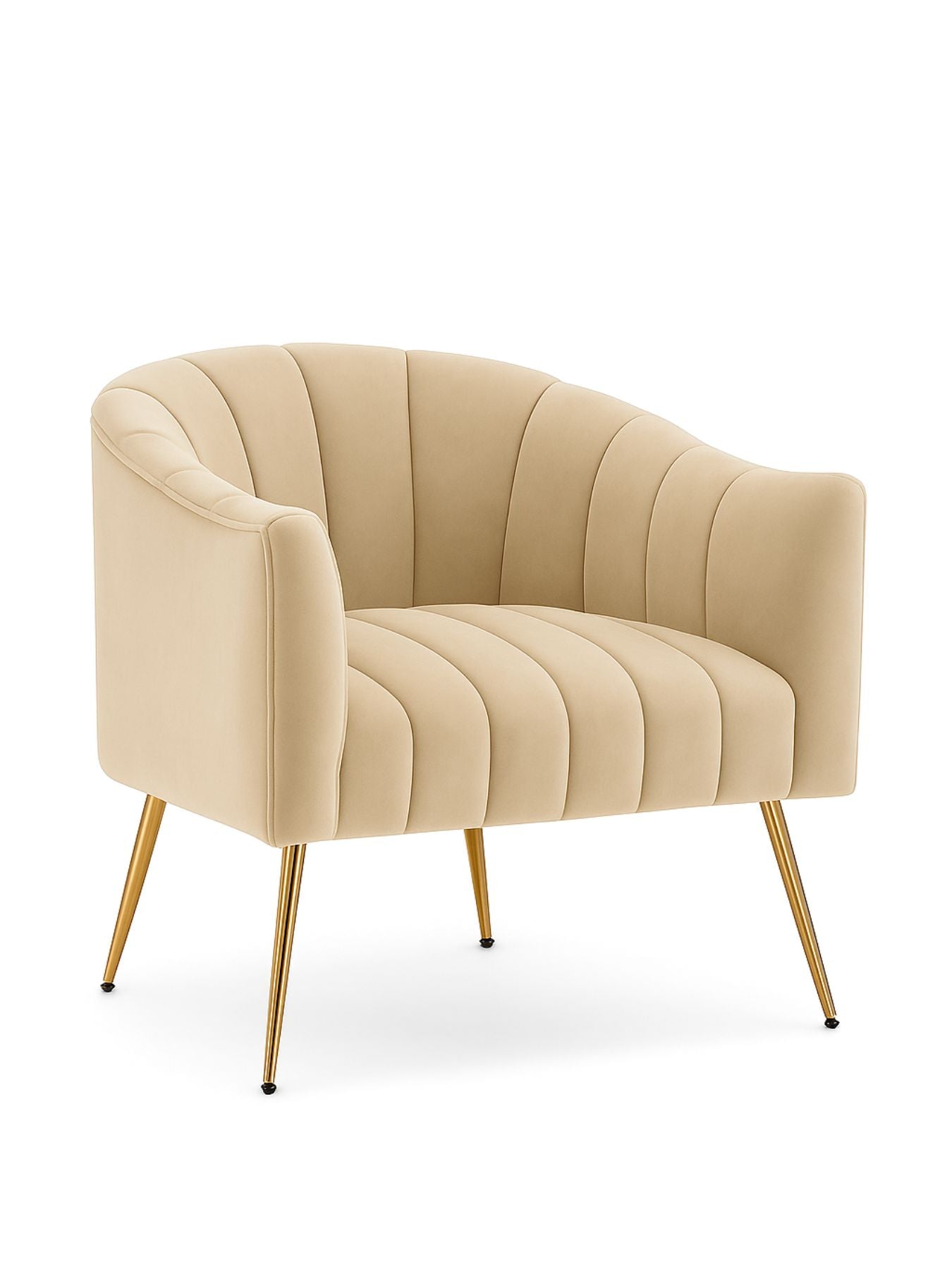Modern Velvet Barrel Chair with Gold Metal Legs