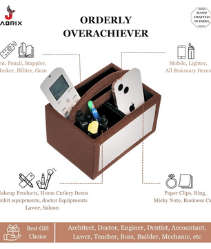 Square Vegan Leather Desk Organizer – 3-Compartment