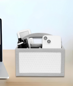 Square Vegan Leather Desk Organizer – 3-Compartment