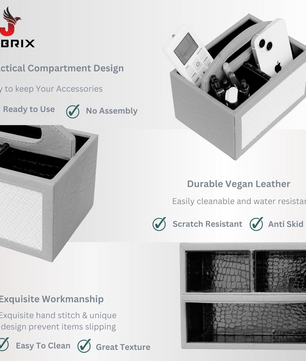 Square Vegan Leather Desk Organizer – 3-Compartment