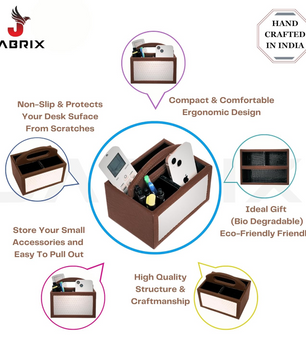 Square Vegan Leather Desk Organizer – 3-Compartment