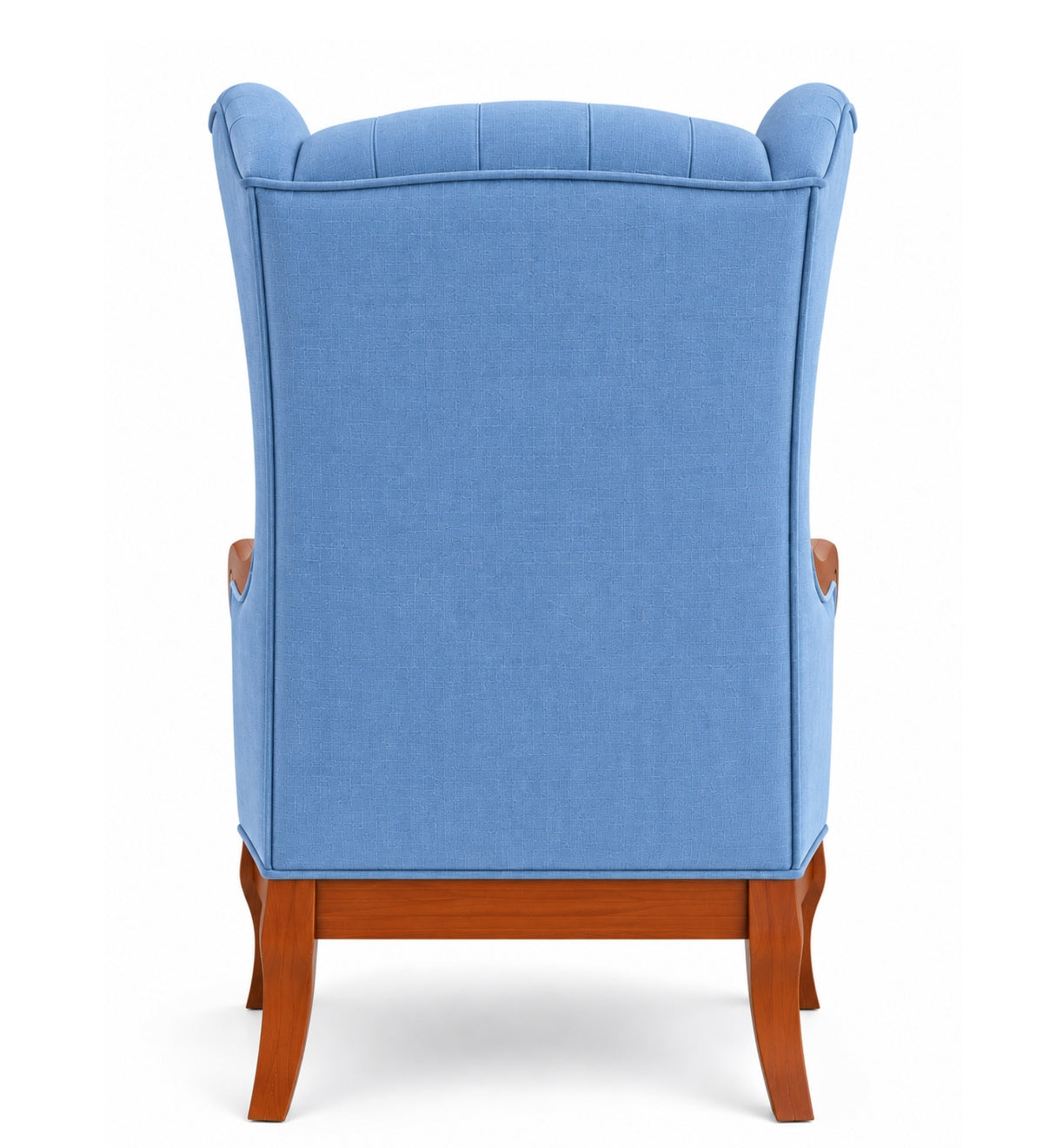 Zorvella Teak Wood Wing Chair In Blue Colour