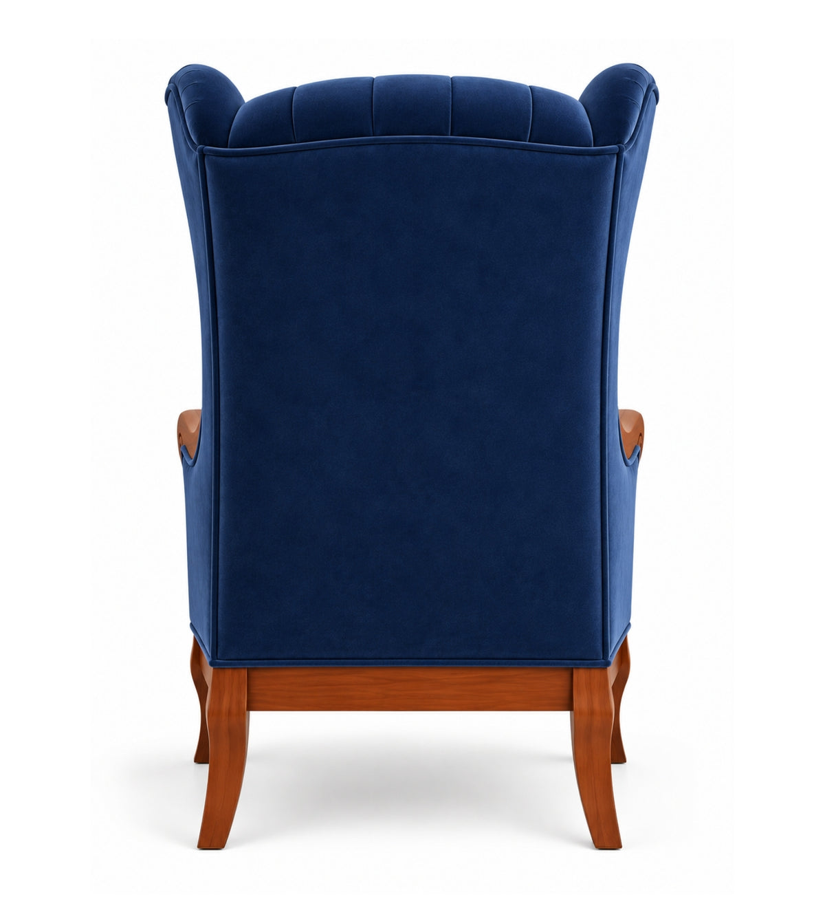 Velzaro Teak Wood Wing Chair In Blue Colour