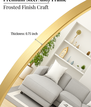 Gold Round Mirror in Steel Frame
