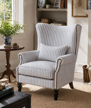 Coastal Stripe Wing Chair