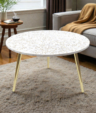Trinity Mother of Pearl Inlay Round Coffee Table