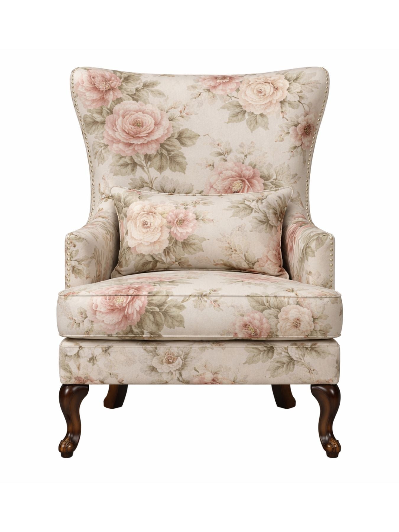 Zenlyx Premium Floral Wingback Accent Chair