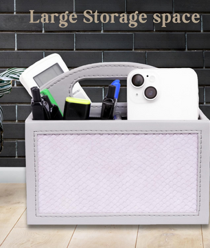 Square Vegan Leather Desk Organizer – 3-Compartment
