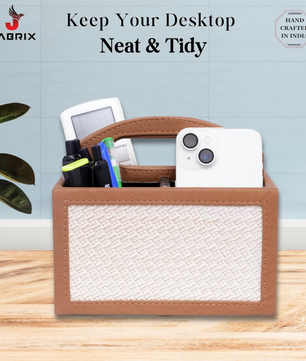 Square Vegan Leather Desk Organizer – 3-Compartment