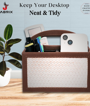 Square Vegan Leather Desk Organizer – 3-Compartment